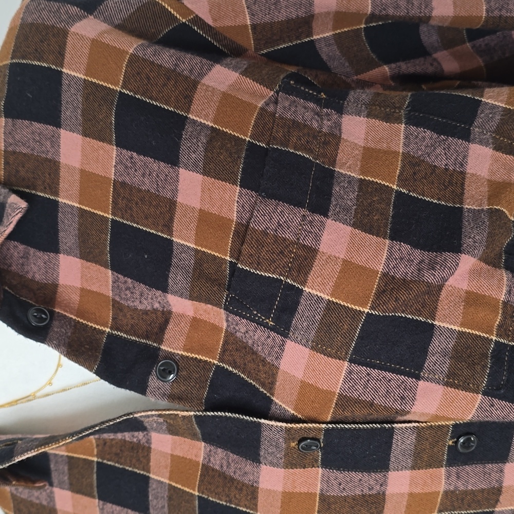 Madewell Ex-boyfriend Brown-Black Checkered Button-down Shirt - Picture 2 of 6